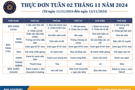 Thực đơn tuần 02 tháng 11 năm 2024