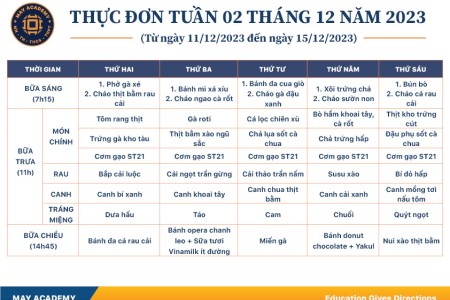 Thực đơn tuần 02 tháng 12 năm 2023