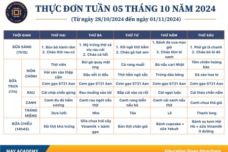 Thực đơn tuần 05 tháng 10 năm 2024